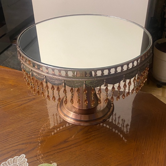 Other - Elegant Copper Cake Stand with Beaded Accents